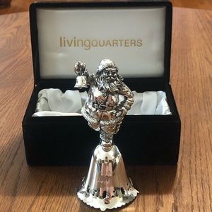 Living Quarters Santa Bell 2007 Lacquered Silver Plate Christmas Holiday Decor